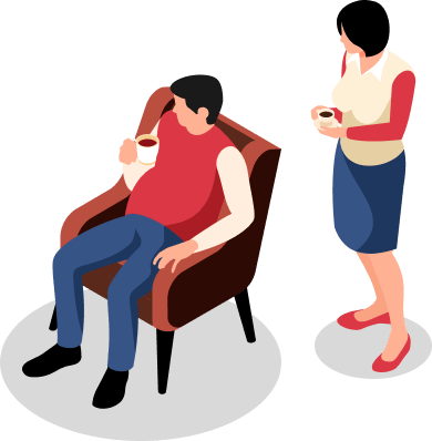 安心して気軽に手続きの相談をしている男女のイラスト